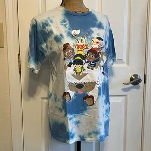 Avatar: The Last Airbender Chibi Gaang Flying Tie-Dye Cotton T-Shirt Men’s XS